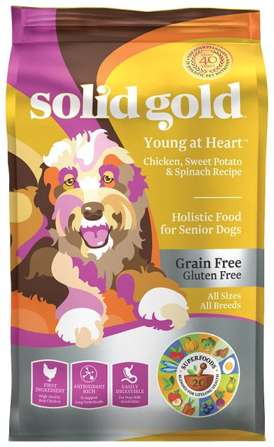 Solid Gold Young At Heart Senior Grain-Free Chicken, Sweet Potato & Spinach Dry Dog Food 1 Solid Gold Young At Heart Senior Grain-Free Chicken, Sweet Potato & Spinach Dry Dog Food