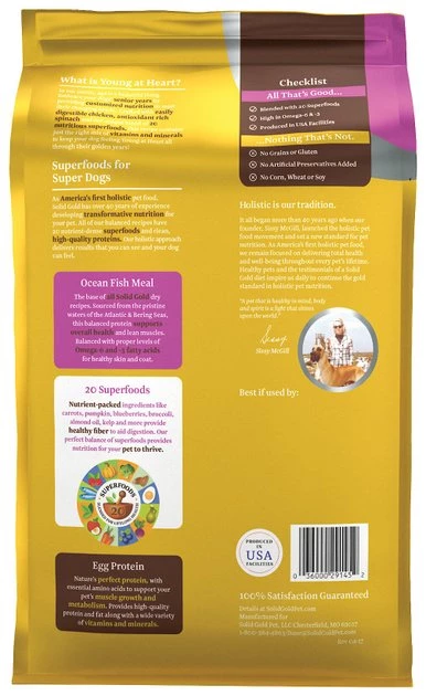 Solid Gold Young At Heart Senior Grain-Free Chicken, Sweet Potato & Spinach Dry Dog Food 2 Solid Gold Young At Heart Senior Grain-Free Chicken, Sweet Potato & Spinach Dry Dog Food - Image 2