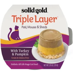 Solid Gold Triple Layer Mousse & Shreds with Real Turkey & Pumpkin Wet Cat Food