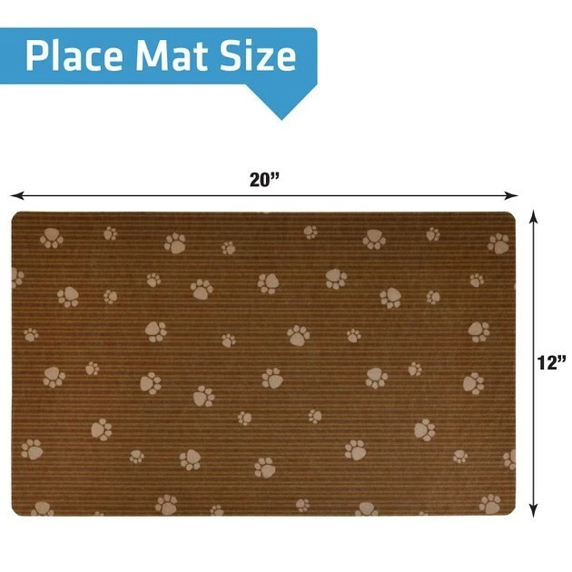 Drymate Brown Stripe Tan Paw Pet Bowl Place Mat 2 Drymate Brown Stripe Tan Paw Pet Bowl Place Mat - Image 2