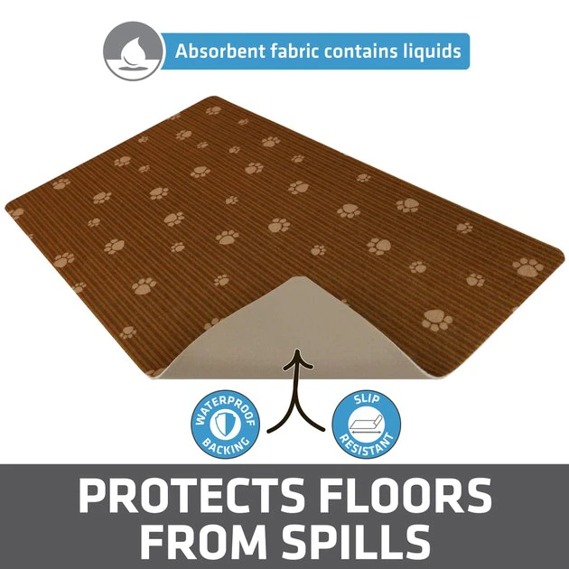 Drymate Brown Stripe Tan Paw Pet Bowl Place Mat 4 Drymate Brown Stripe Tan Paw Pet Bowl Place Mat - Image 4