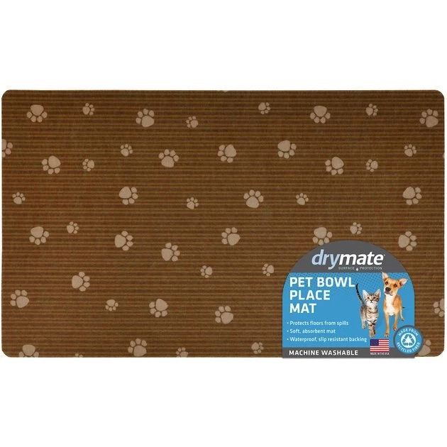 Drymate Brown Stripe Tan Paw Pet Bowl Place Mat 6 Drymate Brown Stripe Tan Paw Pet Bowl Place Mat - Image 6