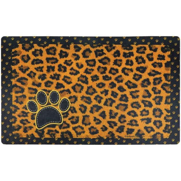 Drymate Tan Leopard Pet Bowl Dog & Cat Place Mat 1 Drymate Tan Leopard Pet Bowl Dog & Cat Place Mat