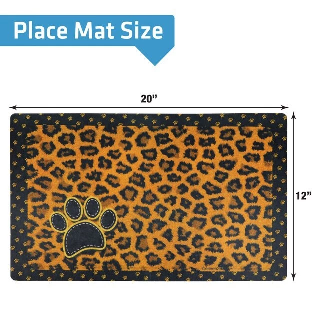 Drymate Tan Leopard Pet Bowl Dog & Cat Place Mat 2 Drymate Tan Leopard Pet Bowl Dog & Cat Place Mat - Image 2