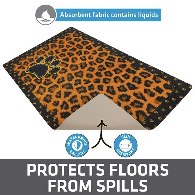 Drymate Tan Leopard Pet Bowl Dog & Cat Place Mat 4 Drymate Tan Leopard Pet Bowl Dog & Cat Place Mat - Image 4