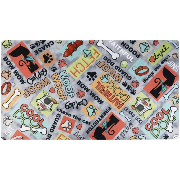 Drymate Cool Dog Dog Bowl Place Mat, Grey, Large 1 Drymate Cool Dog Dog Bowl Place Mat, Grey, Large