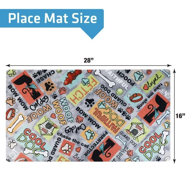 Drymate Cool Dog Dog Bowl Place Mat, Grey, Large 2 Drymate Cool Dog Dog Bowl Place Mat, Grey, Large - Image 2