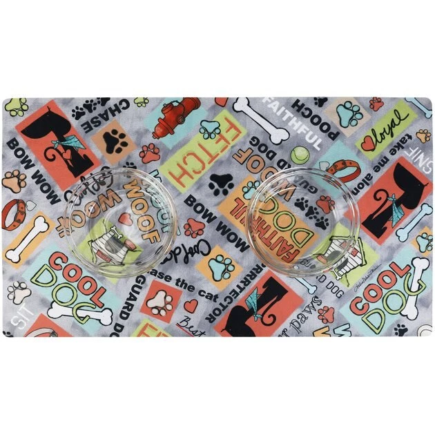 Drymate Cool Dog Dog Bowl Place Mat, Grey, Large 3 Drymate Cool Dog Dog Bowl Place Mat, Grey, Large - Image 3