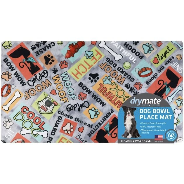 Drymate Cool Dog Dog Bowl Place Mat, Grey, Large 6 Drymate Cool Dog Dog Bowl Place Mat, Grey, Large - Image 6