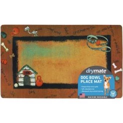 Drymate Rust Border White Dog House Dog Bowl Place Mat -Pet Life Elegant shop 222055 PT5. SY630 V1657656279