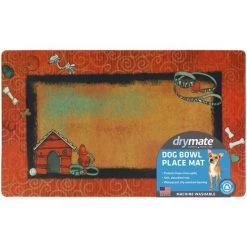 Drymate Red Border Red Dog House Dog Bowl Place Mat -Pet Life Elegant shop 222058 PT5. SY630 V1657656279