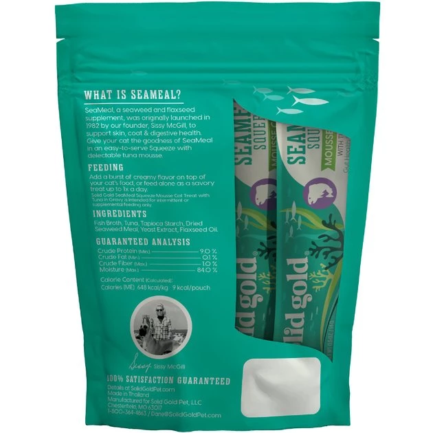 Solid Gold SeaMeal Squeeze with Tuna In Gravy Mousse Lickable Cat Treat, 4 count 2 Solid Gold SeaMeal Squeeze with Tuna In Gravy Mousse Lickable Cat Treat, 4 count - Image 2
