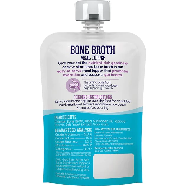 Solid Gold Bone Broth Tuna Shreds Grain-Free Wet Cat Food Topper, 3-oz, case of 12 2 Solid Gold Bone Broth Tuna Shreds Grain-Free Wet Cat Food Topper, 3-oz, case of 12 - Image 2