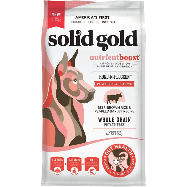 Solid Gold NutrientBoost Hund-N-Flocken Beef, Brown Rice & Pearled Barley Recipe Adult Dry Dog Food 1 Solid Gold NutrientBoost Hund-N-Flocken Beef, Brown Rice & Pearled Barley Recipe Adult Dry Dog Food