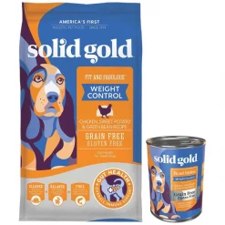 Solid Gold Fit & Fabulous Weight Control Grain-Free Chicken, Sweet Potato & Green Bean Dry Dog Food, 24-lb bag + Solid Gold Fit & Fabulous Chicken, Sweet Potato & Green Bean Weight Control Recipe Grain-Free Canned Dog Food, 13.2-oz, case of 6