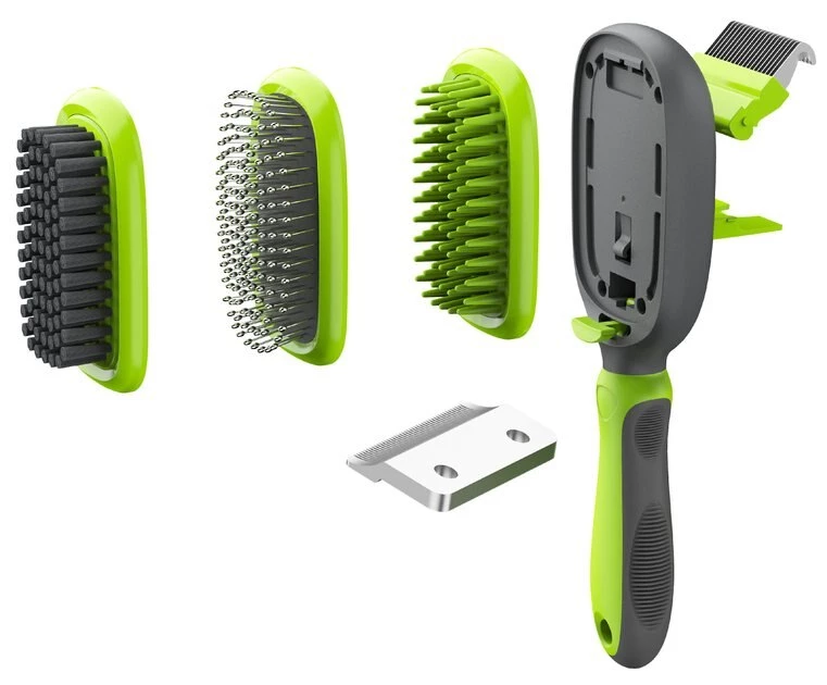 Pet Life Conversion 5-in-1 Interchangeable Dematting & Deshedding Bristle Pin & Massage Grooming Dog & Cat Comb 1 Pet Life Conversion 5-in-1 Interchangeable Dematting & Deshedding Bristle Pin & Massage Grooming Dog & Cat Comb