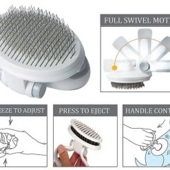 Pet Life Gyrater Travel Self-Cleaning Swivel Grooming Slicker Dog & Cat Brush -Pet Life Elegant shop 320067 PT5. SY630 V1633643802