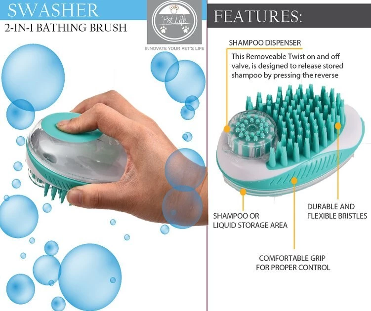 Pet Life Swasher Shampoo Dispensing Massage & Bathing Dog & Cat Brush 6 Pet Life Swasher Shampoo Dispensing Massage & Bathing Dog & Cat Brush - Image 6