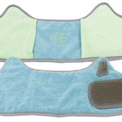 Pet Life Bryer 2-in-1 Microfiber Dog & Cat Grooming Towel & Brush