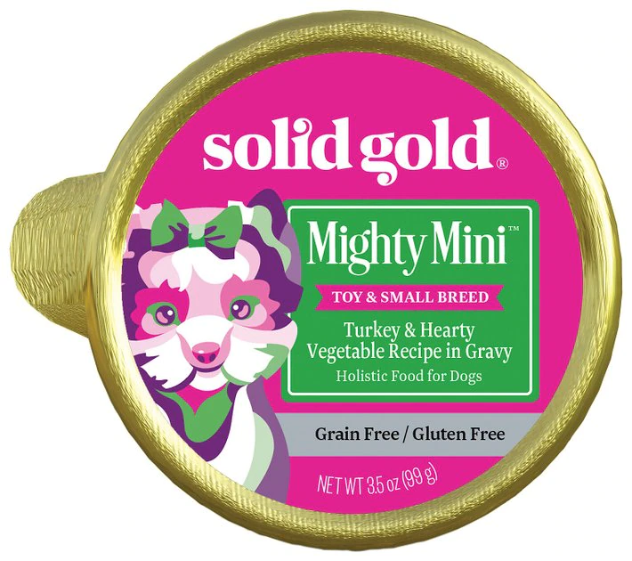 Solid Gold Mighty Mini Turkey & Hearty Vegetable Recipe in Gravy Grain-Free Small Breed Dog Food Cups 1 Solid Gold Mighty Mini Turkey & Hearty Vegetable Recipe in Gravy Grain-Free Small Breed Dog Food Cups